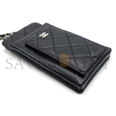 CHANEL CAVIAR QUILTED CC PHONE HOLDER BLACK (18*10*3cm) 